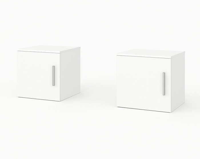 Pat tapitat Alex Gri deschis 160x200 cm + Set noptiere-Alb [3]