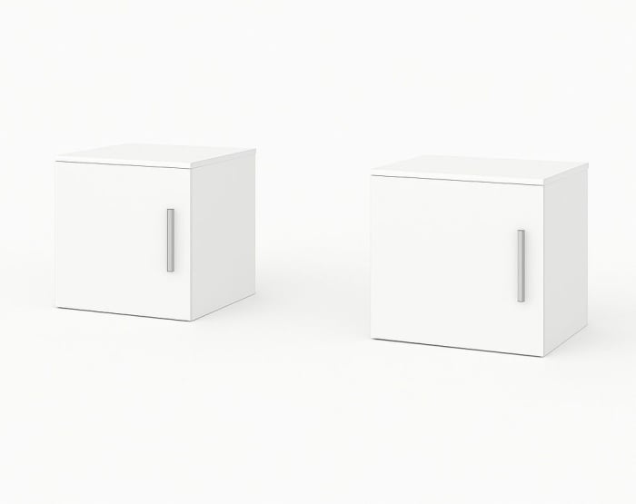 Pat tapitat Alex Gri inchis 180x200 cm + Set noptiere-Alb [3]