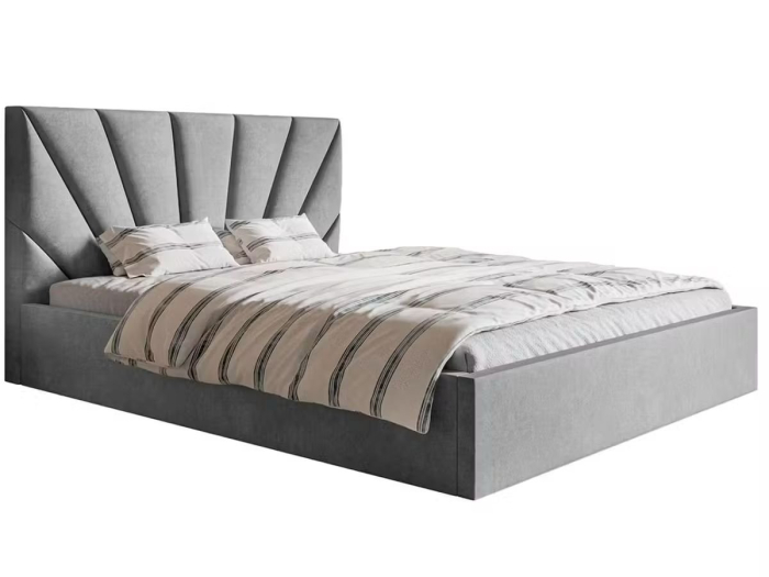 Pat tapitat Cami cu saltea , 180x200 cm, Gri Deschis [3]