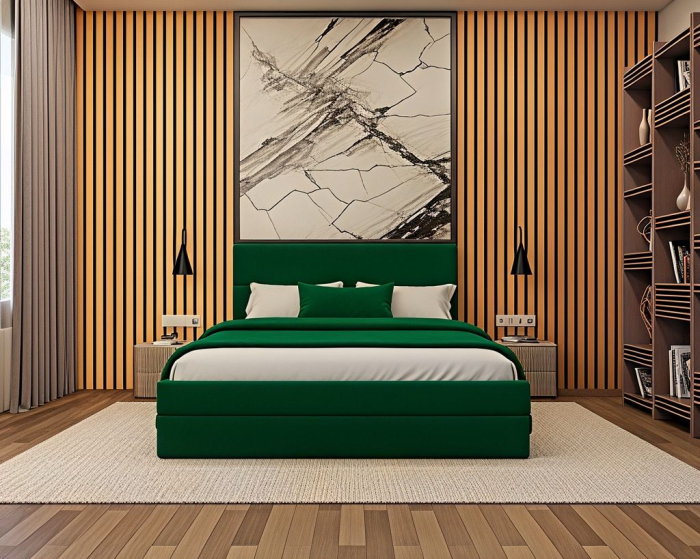 Pat tapitat Mara, 160x200 cm, Verde [3]