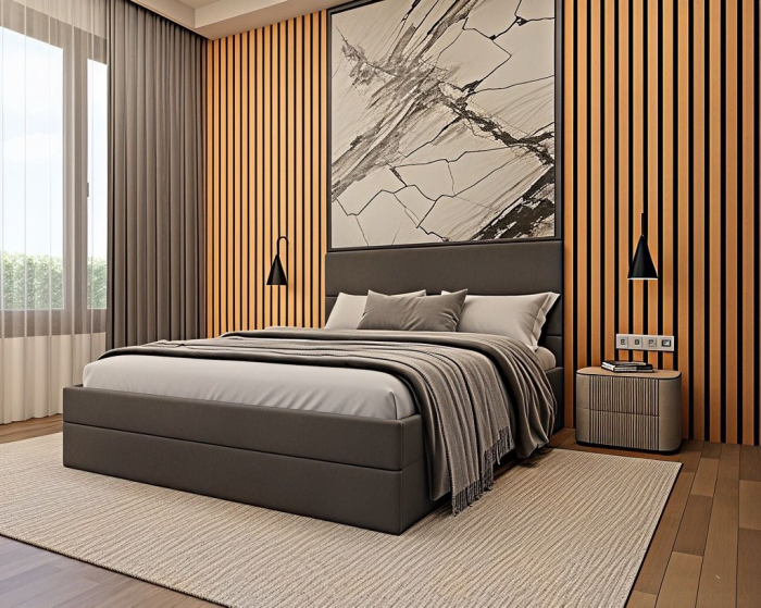 Pat tapitat Mara, 180x200 cm, Gri inchis [2]