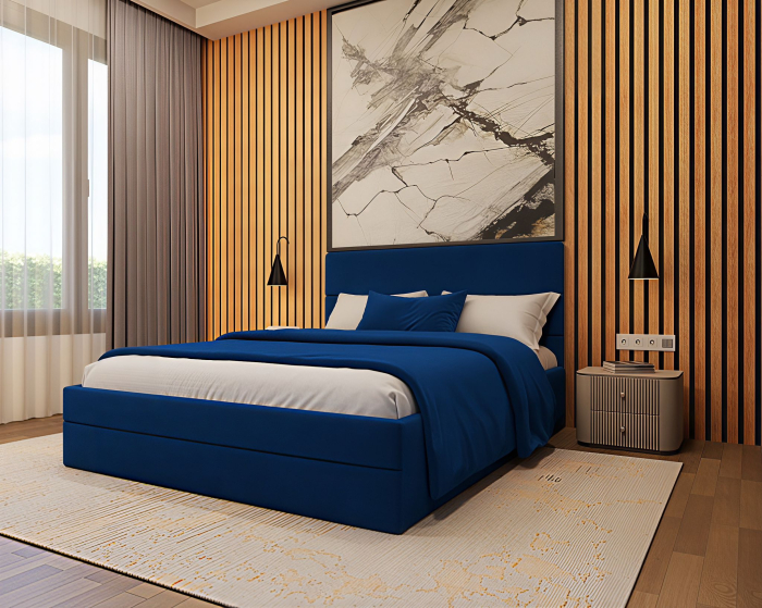 Pat tapitat Mara, 180x200 cm, Albastru [2]