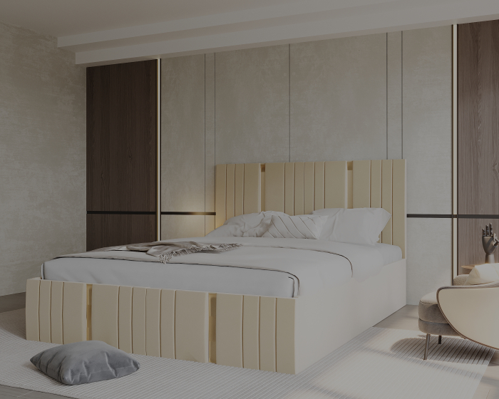 Pat tapitat Sebastian, 140x200 cm, Crem [2]