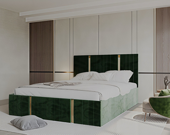 Pat tapitat Sebastian, 160x200 cm, Verde [3]