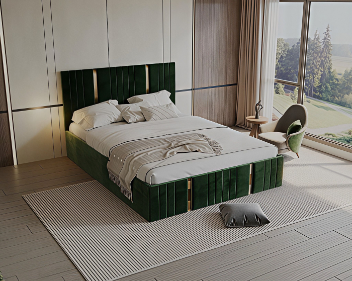 Pat tapitat Sebastian, 180x200 cm, Verde [2]