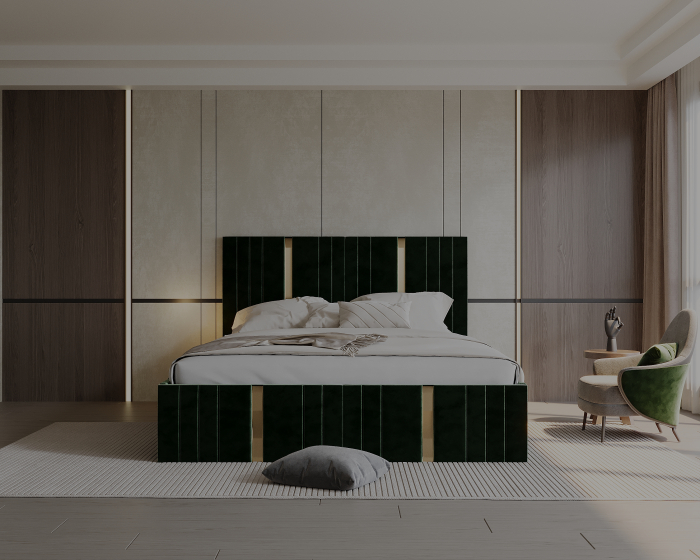 Pat tapitat Sebastian, 180x200 cm, Verde [3]