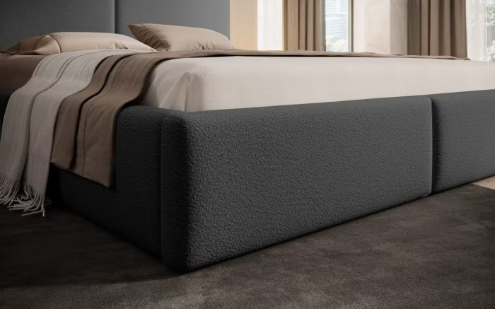 Pat tapitat Vela Soft, 180x200 cm, Negru [2]