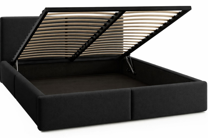 Pat Vela Soft, 140x200 cm, Negru, cu Somiera Rabatabila [2]