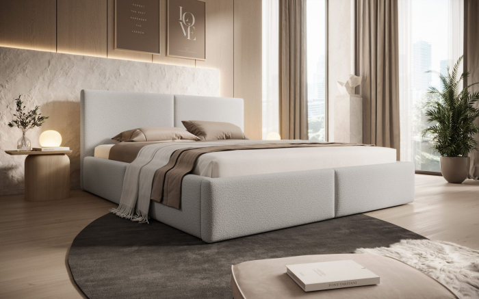 Pat Vela Soft, 160x200 cm, Gri deschis, cu Somiera Rabatabila [3]