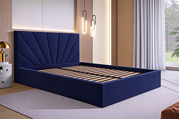 Pat Cami, 180x200 cm, Albastru, cu Somiera Rabatabila [3]