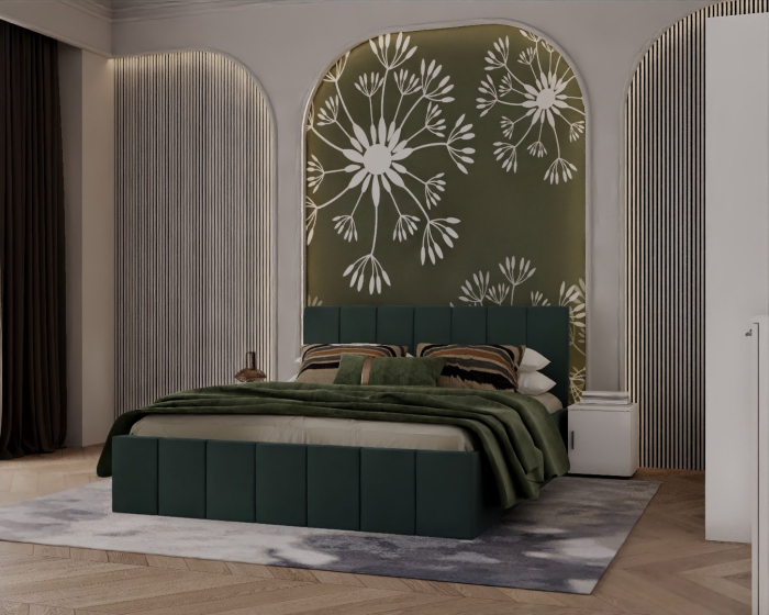 Set Dormitor Alex, 160x200cm, Verde + Alb, Pal 18 mm [4]