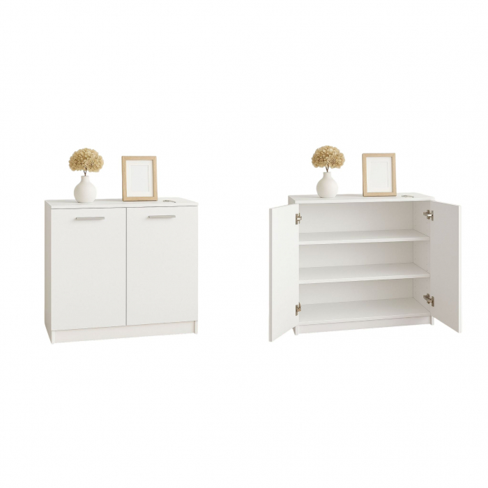 Set Dormitor Alex, 160x200cm, Gri deschis + Alb, Pal 18 mm [7]