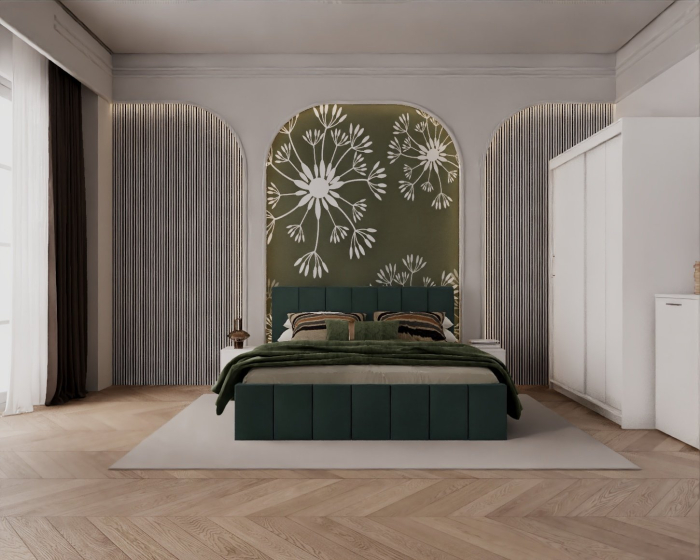 Set Dormitor Alex, 160x200cm, Verde + Alb, Pal 18 mm [3]