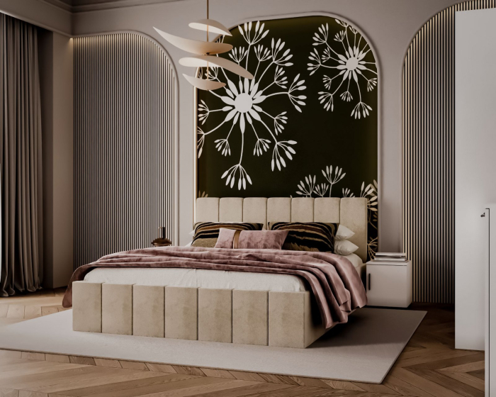 Set Dormitor Alex, 160x200cm, Crem+ Alb, Pal 18 mm [3]