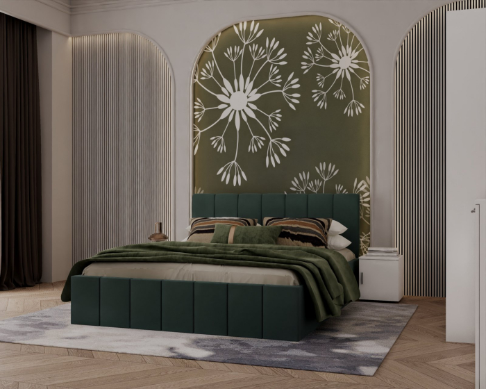 Set Dormitor Alex cu oglinda, 160x200cm, Verde + Alb, Pal 18 mm [4]