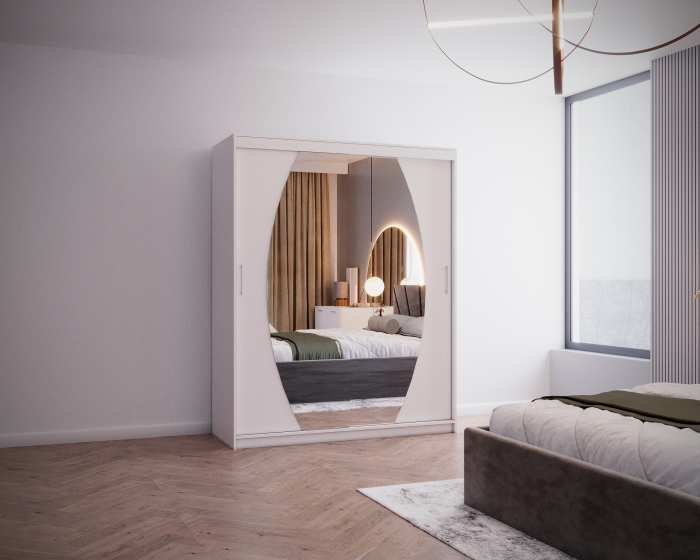 Set Dormitor Cami, Pat 140x200cm, Gri inchis + Alb, Pal 18 mm [5]