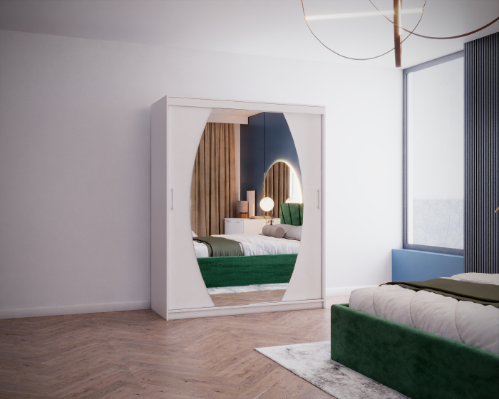 Set Dormitor Cami, Pat 140x200cm, Verde+ Alb, Pal 18 mm [5]