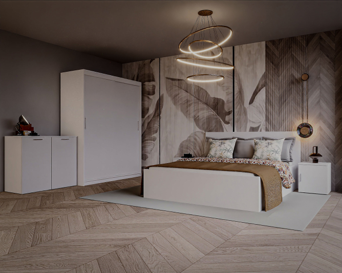 Set Dormitor Elis, 180x200cm, Alb, Pal 18 mm [1]