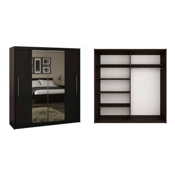 Set Dormitor Elis cu oglinda, 160x200cm, Wenge, Pal 18 mm [5]