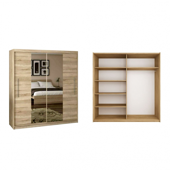 Set Dormitor Elis cu oglinda, 160x200cm, Sonoma, Pal 18 mm [9]