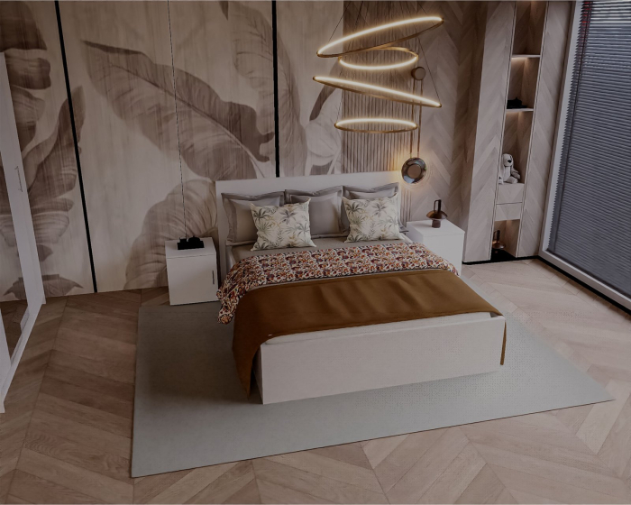 Set Dormitor Elis cu oglinda, 160x200cm, Alb, Pal 18 mm [3]