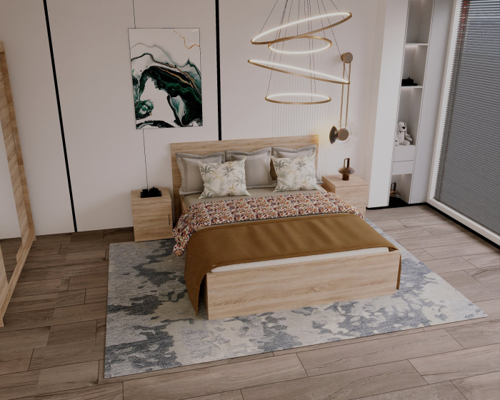 Set Dormitor Elis cu oglinda, 180x200cm, Sonoma, Pal 18 mm [2]