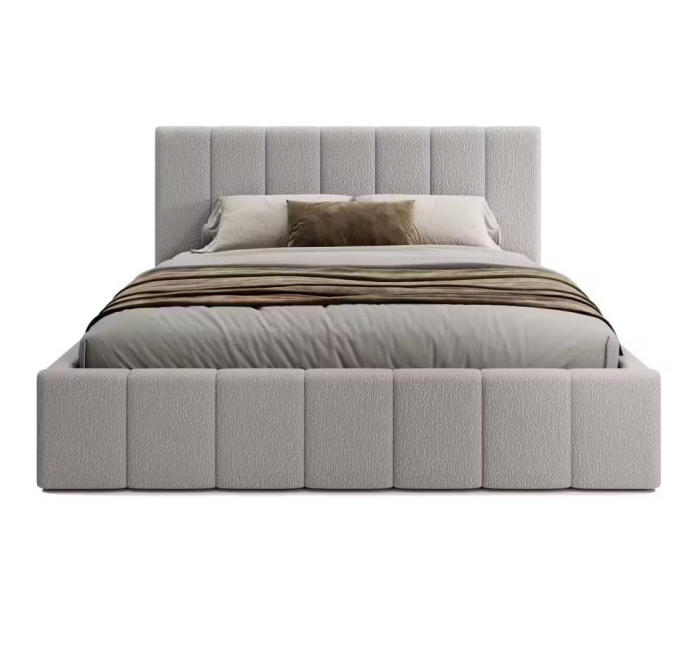 Set Dormitor Karla + somiera rabatabila, Pat 160x200 cm, Gri deschis + Alb [6]