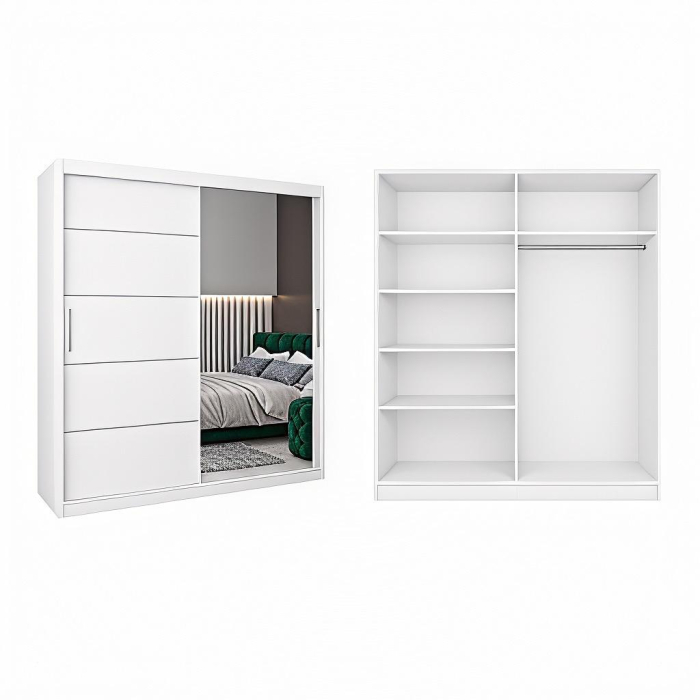 Set Dormitor Karla + somiera rabatabila, Pat 160x200 cm, Albastru + Alb [8]