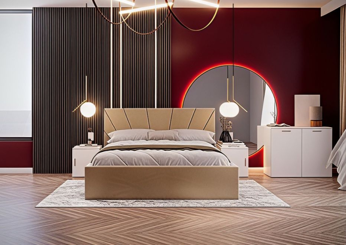 Set Dormitor Melissa, Pat Cami Crem 140x200cm, DR. Sebastian Sonoma & Wenge, Pal 18 mm [3]