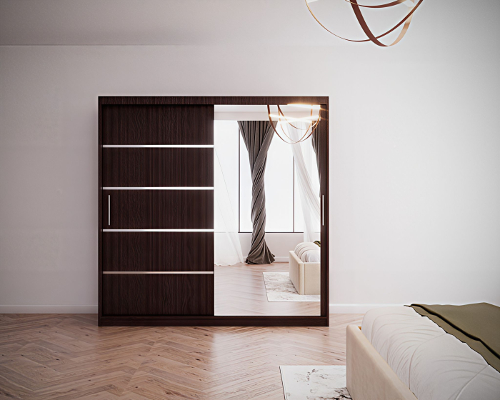 Set Dormitor Melissa, Pat Cami Crem 140x200cm, DR. Sebastian  Wenge, Pal 18 mm [4]