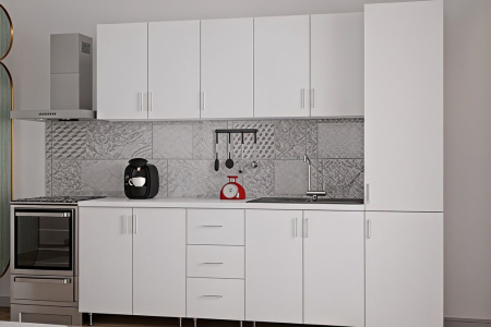 Bucatarie Alia cu soldat, 250 cm L, Alb, Pal 18 mm [1]