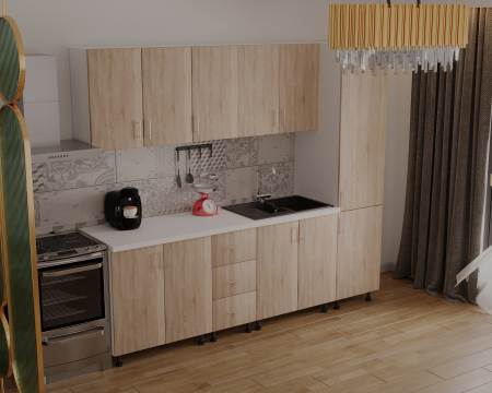 Bucatarie Alia cu soldat, 250 cm L, Sonoma, Pal 18 mm [3]