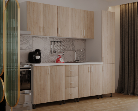 Bucatarie Alia cu soldat, 250 cm L, Sonoma, Pal 18 mm [2]