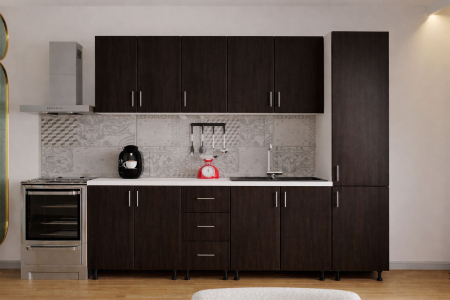 Bucatarie Alia cu soldat, 250 cm L, Wenge, Pal 18 mm