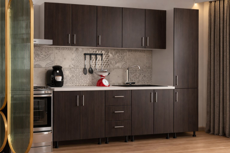 Bucatarie Alia cu soldat, 250 cm L, Wenge, Pal 18 mm [3]