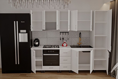 Bucatarie Klara cu soldat, 270 cm L, Alb, Pal 18 mm [1]