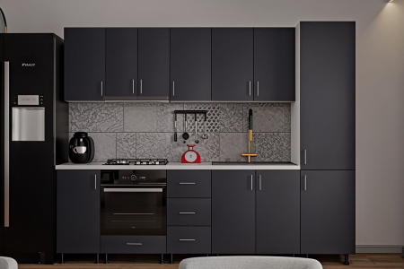 Bucatarie Klara cu soldat, 270 cm L, Antracit, Pal 18 mm