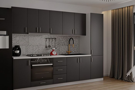 Bucatarie Klara cu soldat, 270 cm L, Antracit, Pal 18 mm [4]