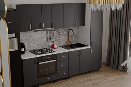 Bucatarie Klara cu soldat, 270 cm L, Antracit, Pal 18 mm [2]