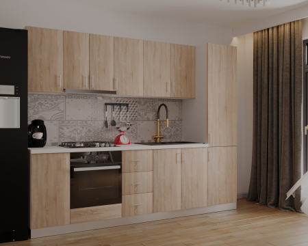 Bucatarie Klara cu soldat, 270 cm L, Sonoma, Pal 18 mm [4]