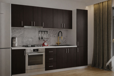 Bucatarie Klara cu soldat, 270 cm L, Wenge, Pal 18 mm [1]