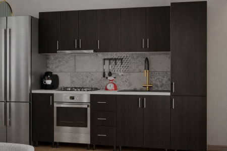 Bucatarie Klara cu soldat, 270 cm L, Wenge, Pal 18 mm [4]