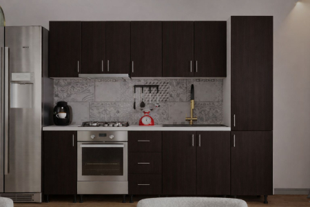 Bucatarie Klara cu soldat, 270 cm L, Wenge, Pal 18 mm