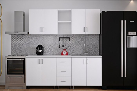 MOBILA BUCATARIE - Bucatarie Mona, 200 cm L, Alb, Pal 18 mm