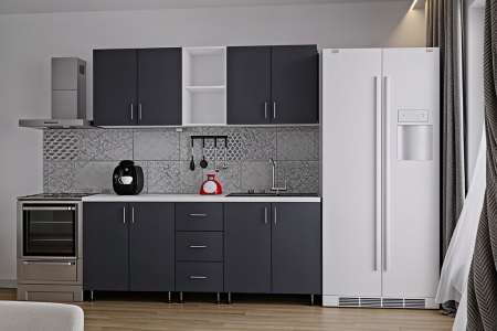 MOBILA BUCATARIE - Bucatarie Mona, 200 cm L, Antracit, Pal 18 mm