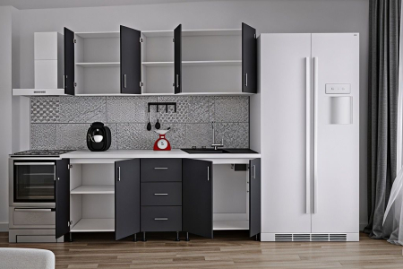 Bucatarie Mona, 200 cm L, Antracit, Pal 18 mm [1]