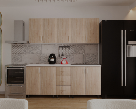 MOBILA BUCATARIE - Bucatarie Ritta, 200 cm L, Sonoma, Pal 18 mm