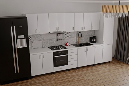 Bucatarie Sonia cu soldat, 350 cm L, Alb, Pal 18 mm [2]