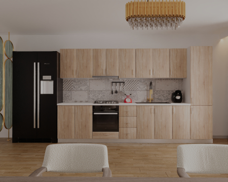 Bucatarie Sonia cu soldat, 350 cm L, Sonoma, Pal 18 mm [3]