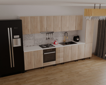 Bucatarie Sonia cu soldat, 350 cm L, Sonoma, Pal 18 mm [2]